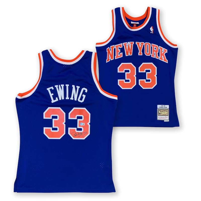 Patrick Ewing Autographed New York Knicks Signed Mitchell & Ness Swingman Basketball Jersey Beckett COA - 8'6" x 11'6"