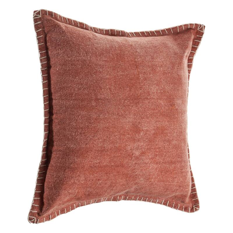 24" Clay Brown Solid Square Throw Pillow with Embroidered Edges