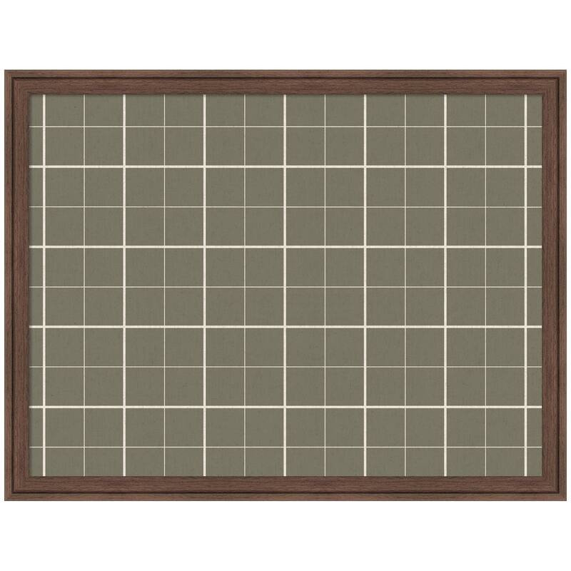 Kate and Laurel Framed Fabric Pinboard Sage Green Plaid Wall Organization - 26 x 20 - Brown