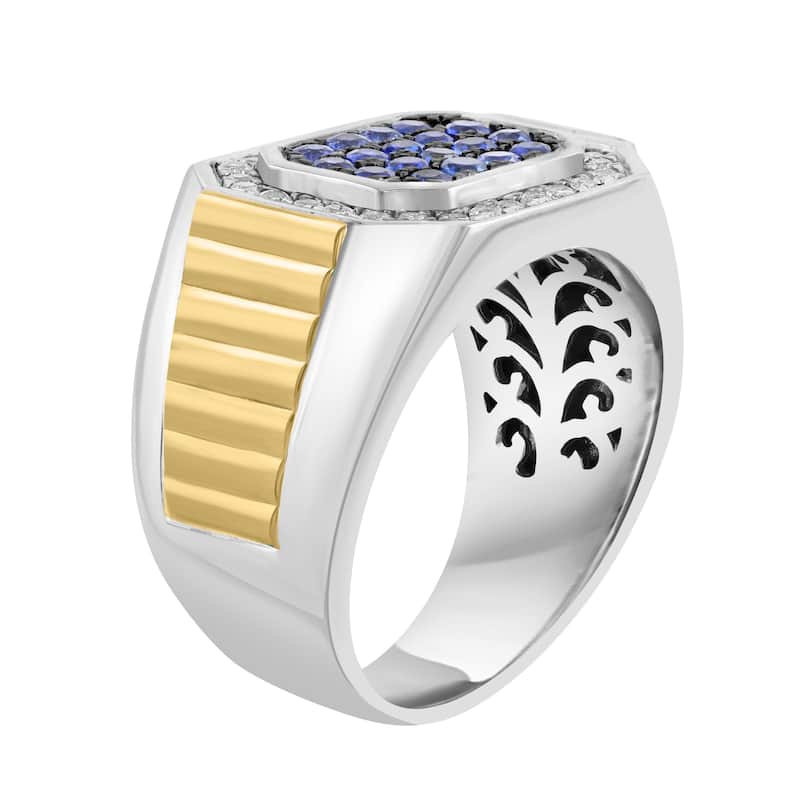 EFFY Men's 925 Sterling Silver White Sapphire Ring - Blue
