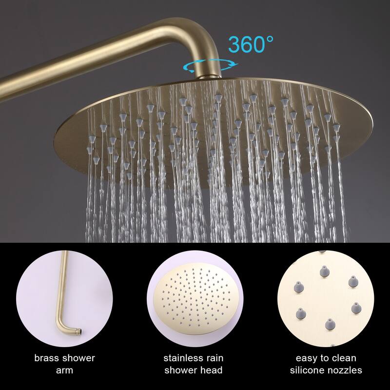 10" Rain Shower Head 2-Function Shower System with Tub Spout, Wall Mounted Shower Faucet Set with Tub Spout
