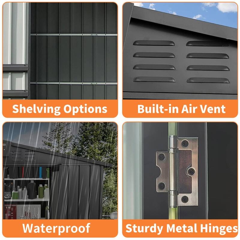 CUSchoice Outdoor Metal Storage Shed with Lockable Door