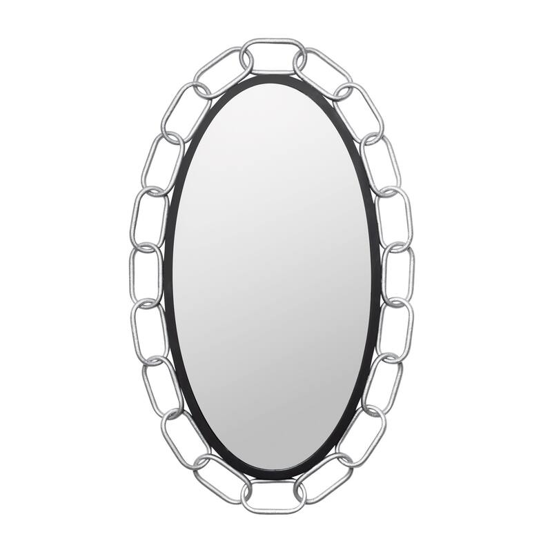 Varaluz Chains of Love Oval Wall Mirror - Matte Black/Textured Silver