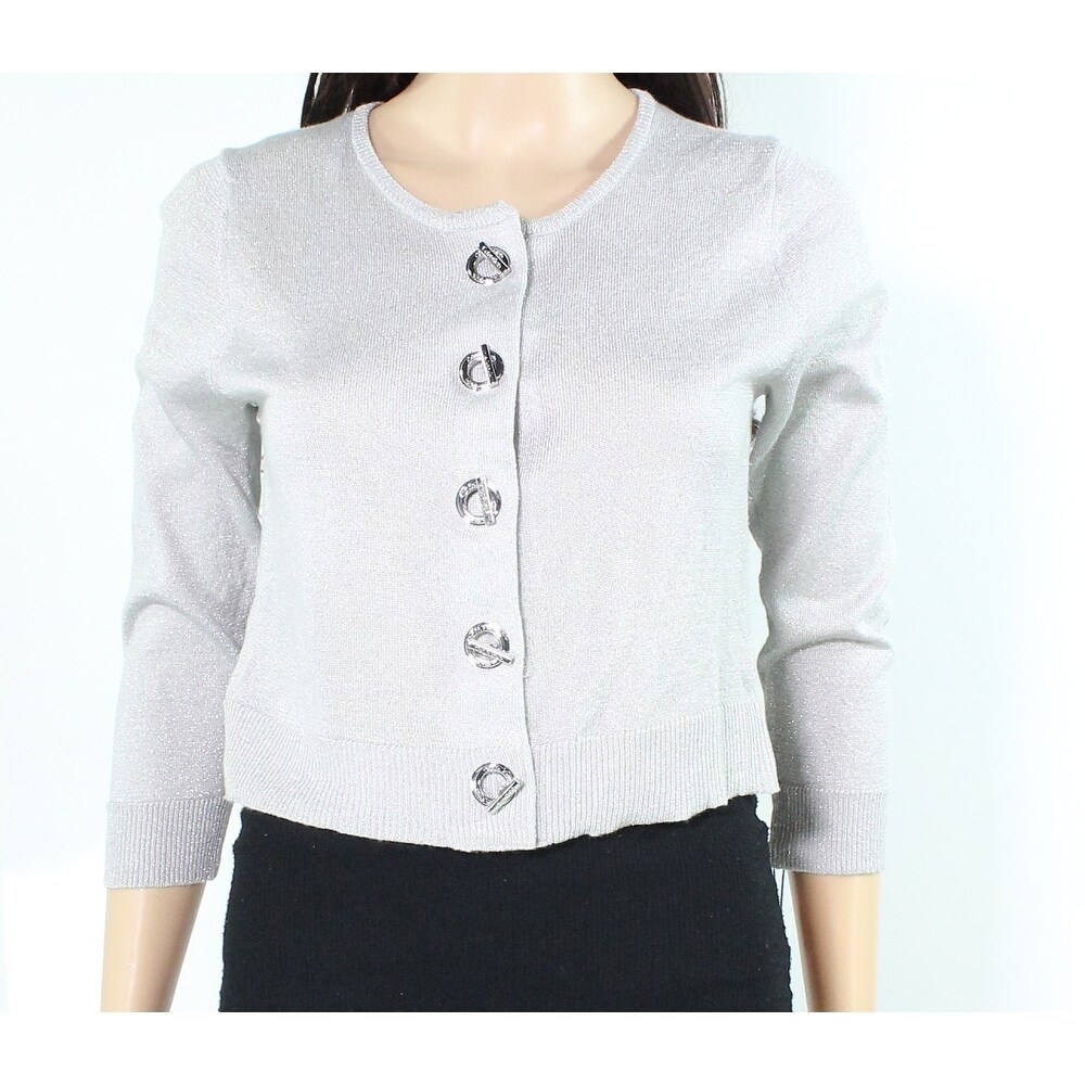 silver cardigan sweater