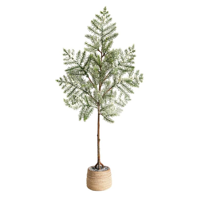 35in Artificial Pine Christmas Tree with Planter, Small Holiday Decor Tree, Realistic Indoor Xmas Tree - Green - 35