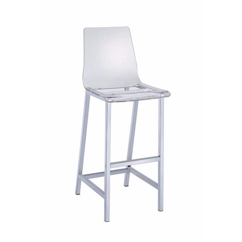 Elegant Acrylic Bar Height Stool with Chrome Base - 46 H x 17 W x 21 L Inches - Clear And Silver