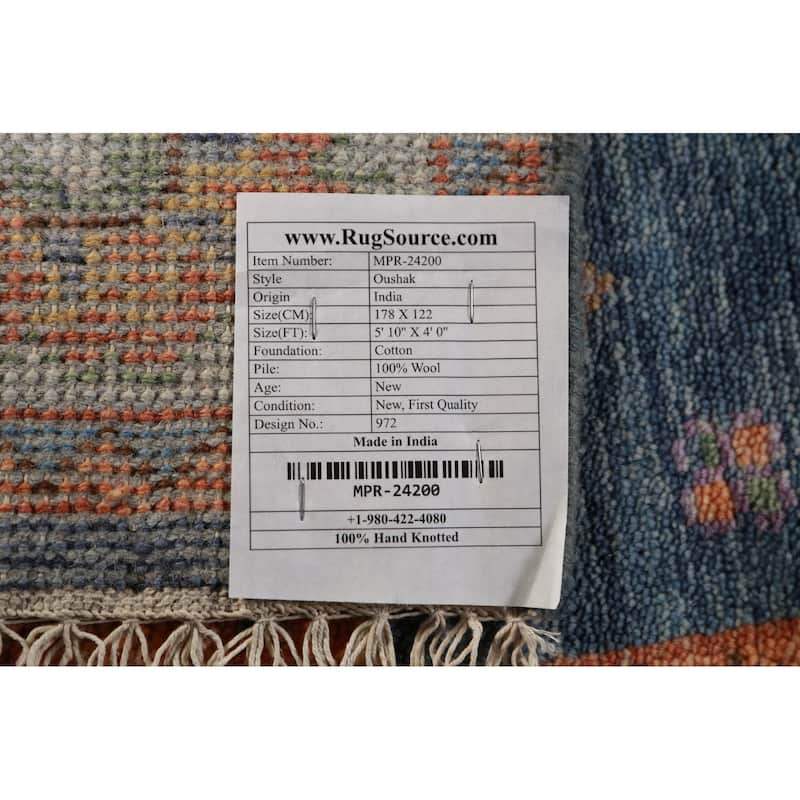 Floral Oushak Oriental Rug Handmade Traditional Wool Carpet - 4'0"x 5'10"