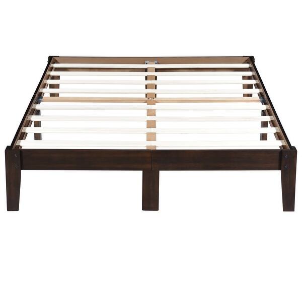 Sleeplanner 14 Inch Solid Wood Platform Bed Frame Queen Size