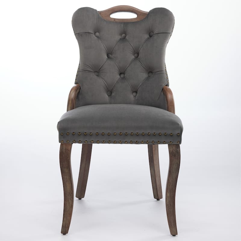 Set of 2 Velvet Dining Chairs - Grey