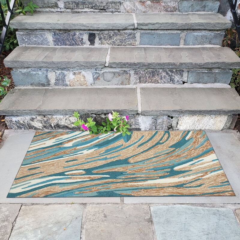 Liora Manne Capri Big Wave Indoor/Outdoor Area Rug - 2'6" x 4' - Aqua