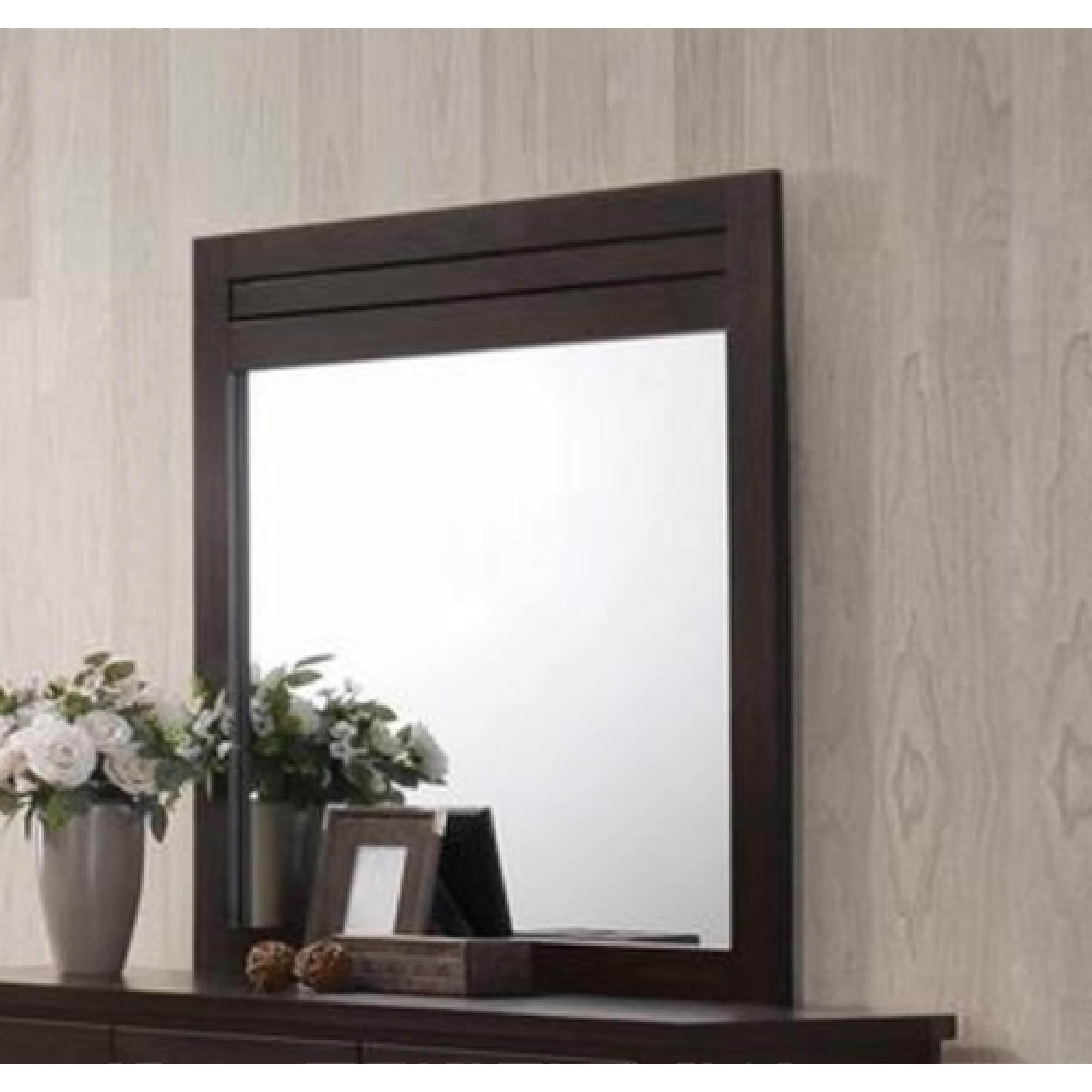 Roomfitters Panang Mahogany Finish Mirror, Traditional Horizontal Bedroom Wall Mirror, Deep Polished Wood Dresser Accent