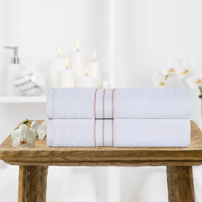 Turkish Cotton Heavyweight Bath Towel Set of 2 by Superior - Tea Rose