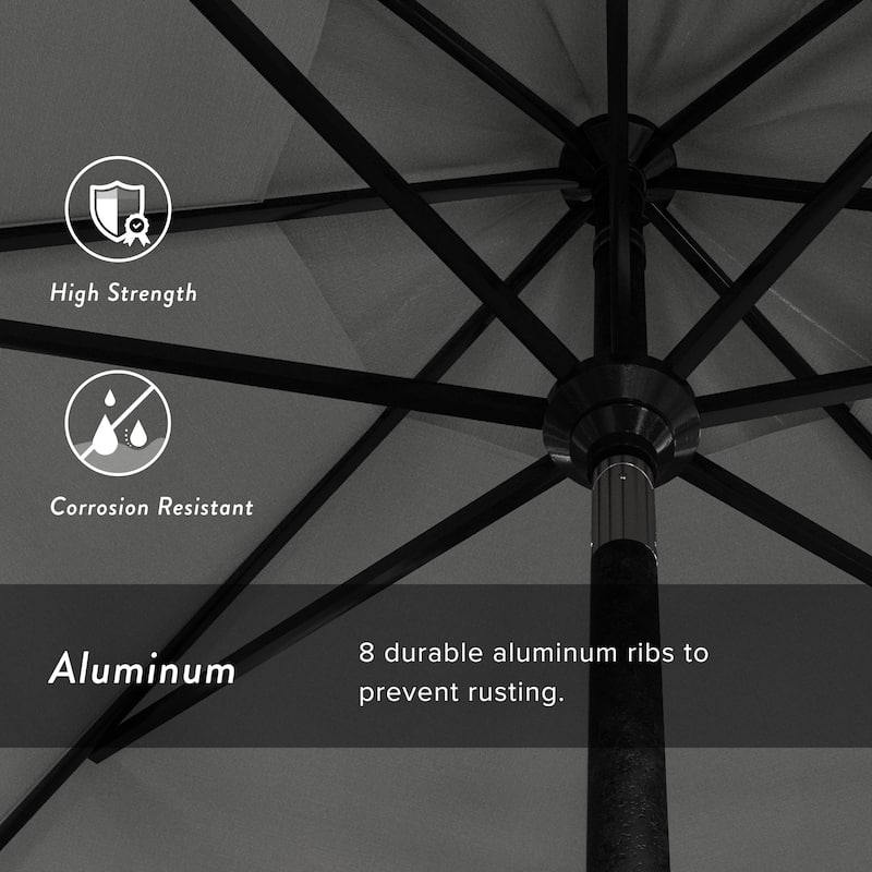 California Umbrella 11' Rd Golden State Series Patio Umbrella Black Aluminum Frame Crank Lift Collar Tilt Sunbrella