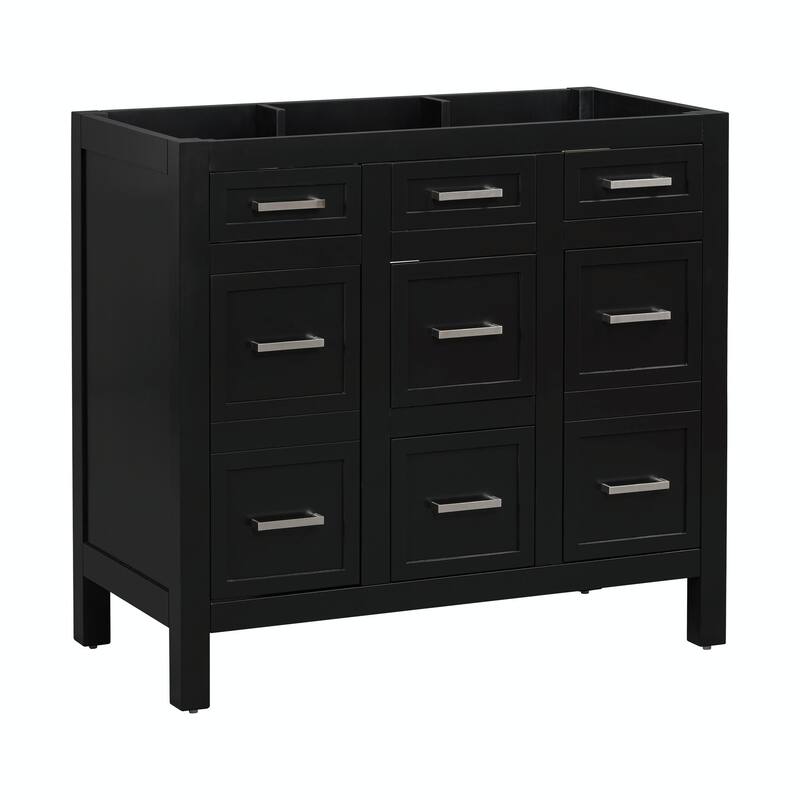 36" Bathroom Vanity with Integrated Resin Sink - 4 Drawers, 2 Doors