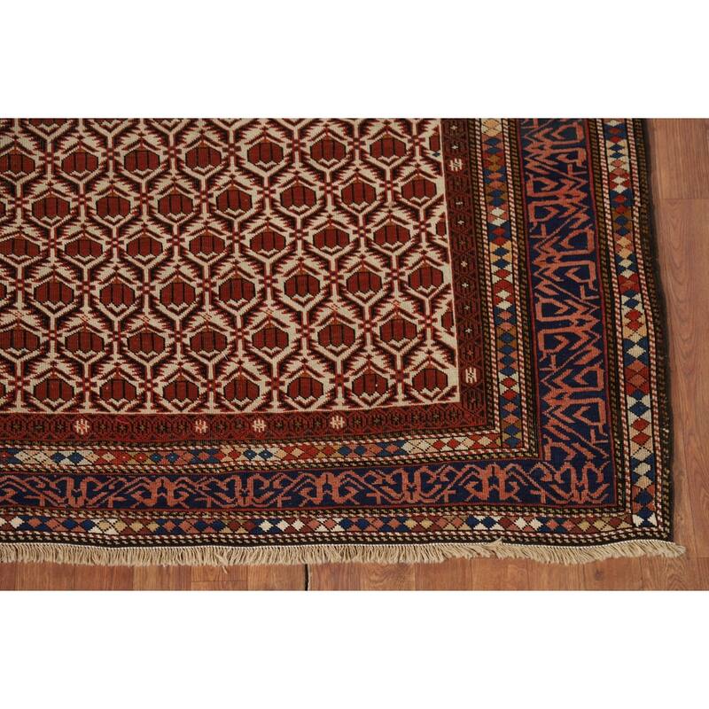 Pre-1900 Antique Vegetable Dye Shirvan Persian Wool Carpet - 4'10" x 8'7"