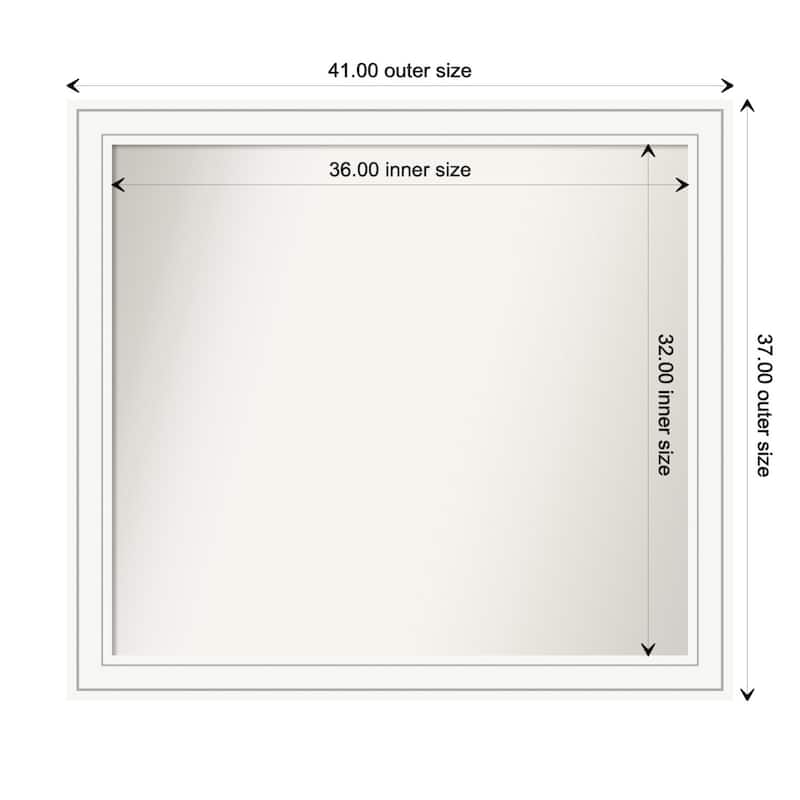 Craftsman White Framed Non-Beveled Custom Wall Mirror, Bathroom Vanity Mirror - Outer Size: 41 x 37