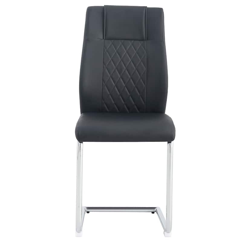 Leather Dining Chair Set of 6 Office Chair with C-Shaped Metal Legs