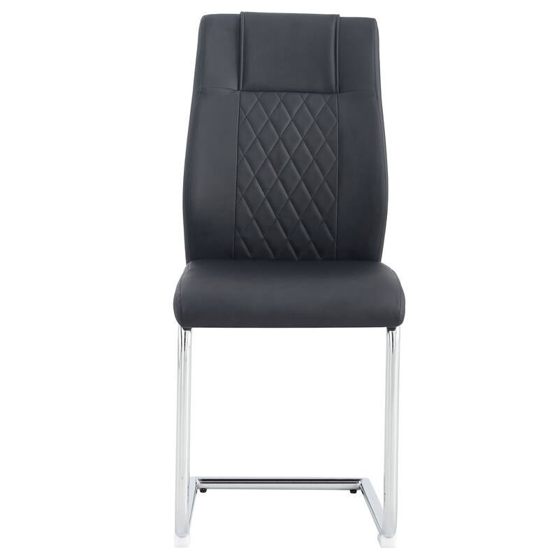 Modern PU Upholstered Dining Chairs with C-shaped Tube Metal Legs Set of 6