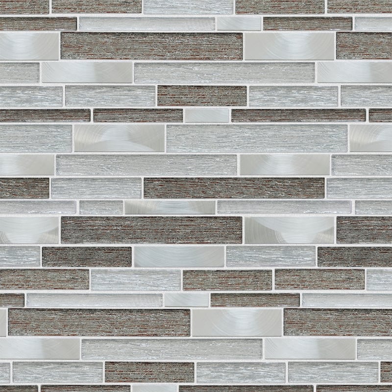 Altair Glena Rectangular Laminated Glass Mosaic Mix Aluminum Wall Tile