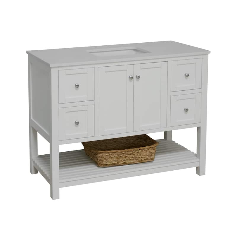 KitchenBathCollection Lakeshore 48" Bathroom Vanity with Engineered White Top