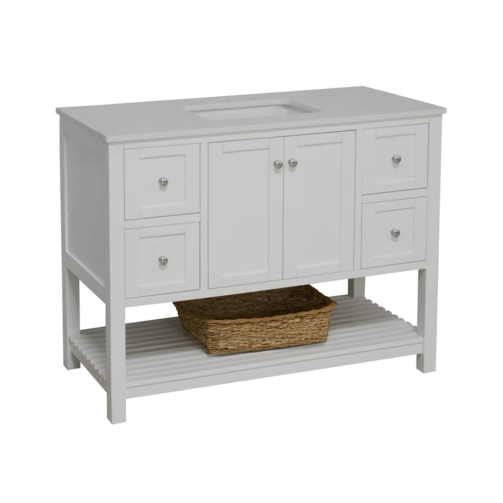 KitchenBathCollection Lakeshore 48" Bathroom Vanity with Engineered White Top