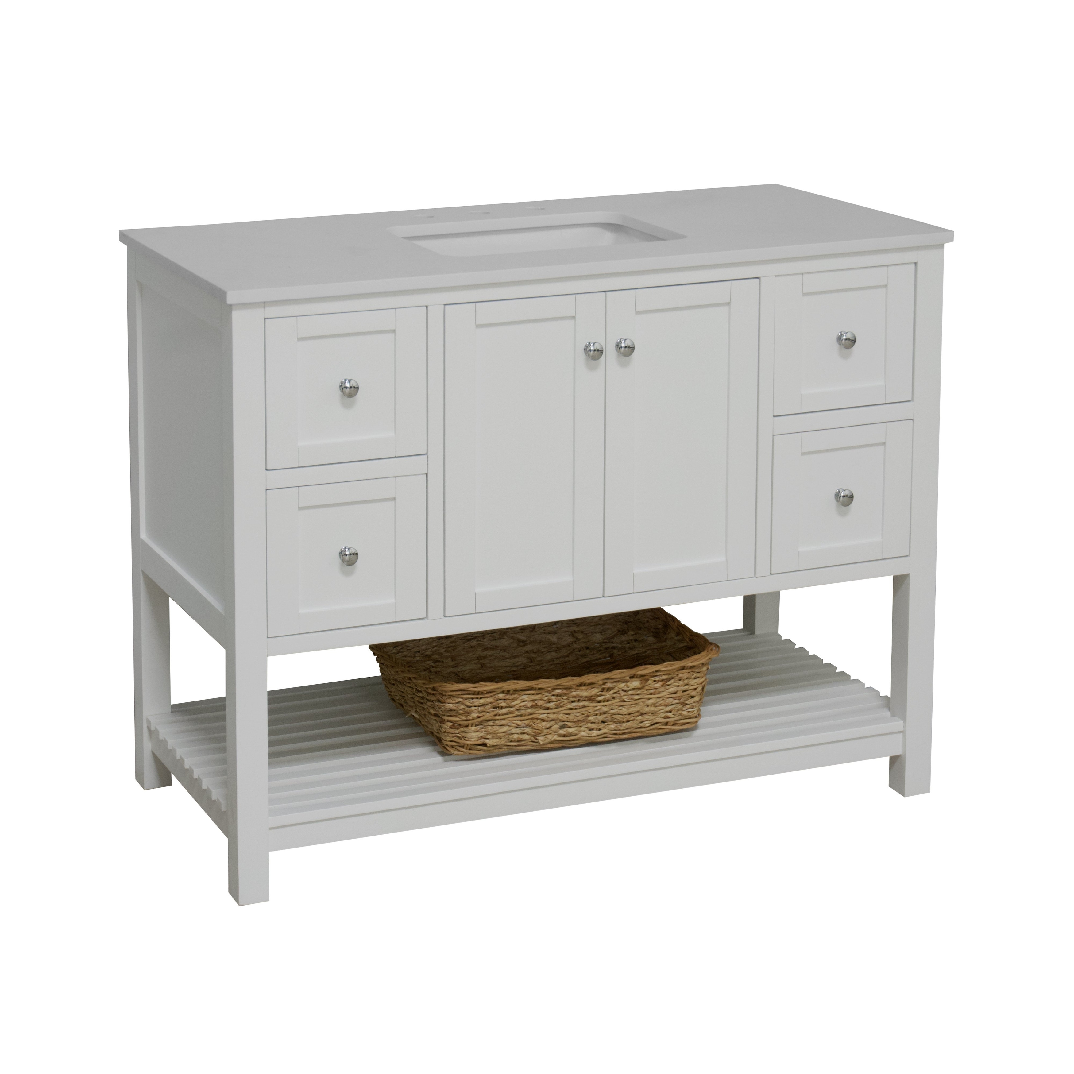 KitchenBathCollection Lakeshore 48" Bathroom Vanity with Engineered White Top