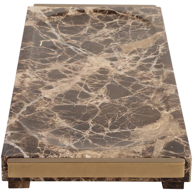 Uttermost 18224 Marble Crest 18-7/8" Wide Marble and Metal Tray