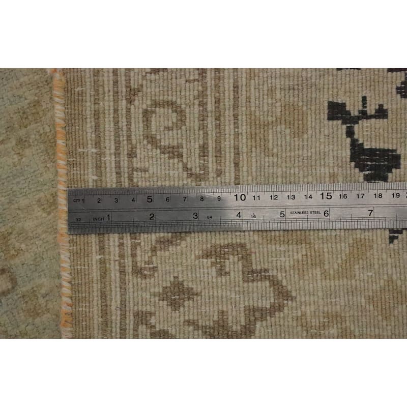 Hand Knotted Oriental 100% Wool Carpet Traditional Medallion Beige & Ivories Kerman Area Rug - 13' 8'' X 9' 9''