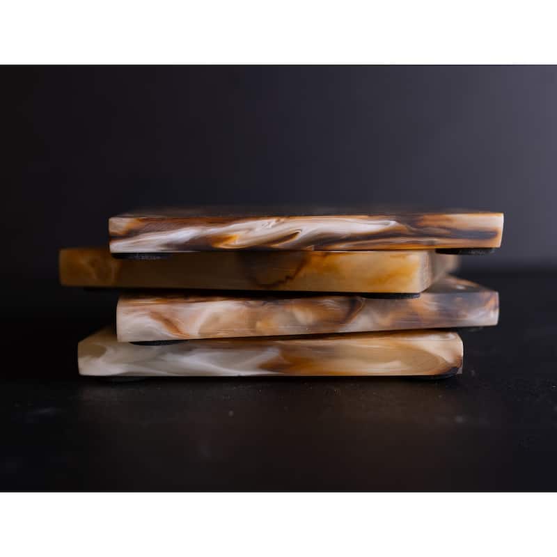 Set of 4 Tortoiseshell Square Coasters - Tortoiseshell