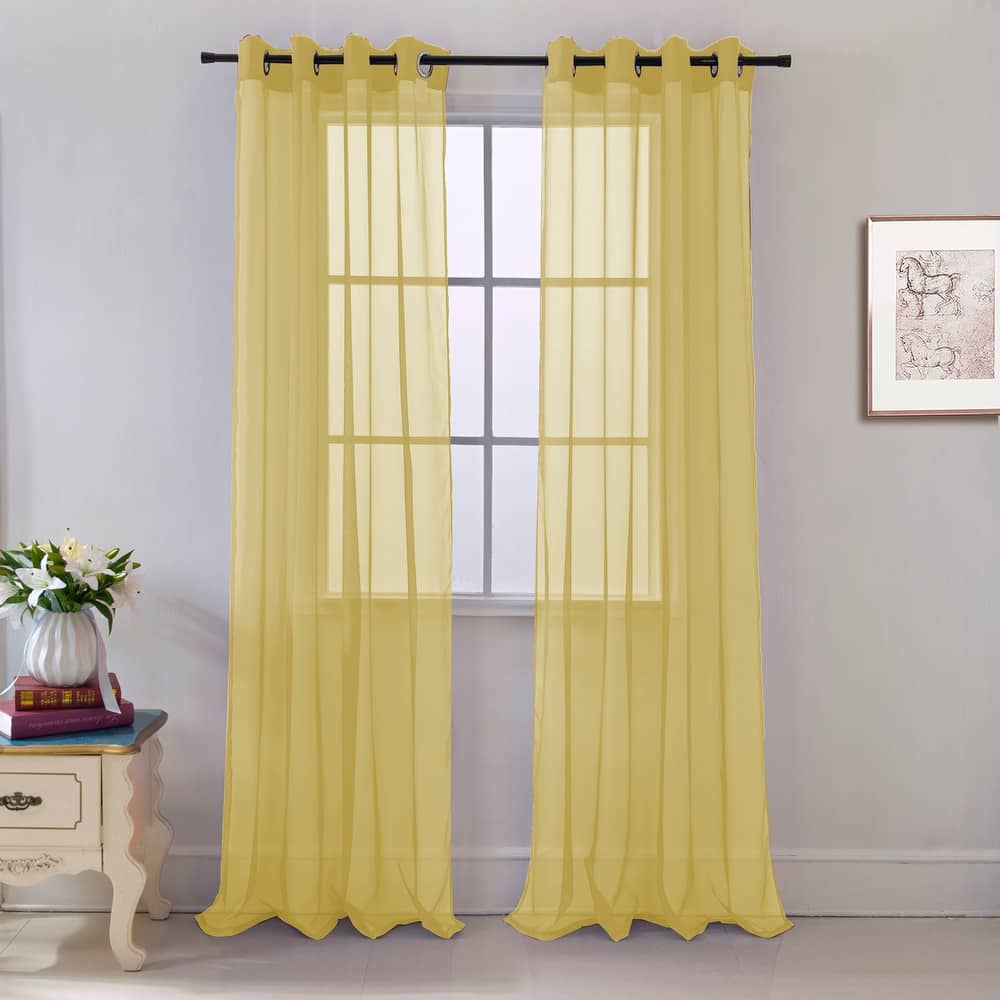 Cara Sheer Voile Grommet Window Curtain Panel - 84 or 90 inches