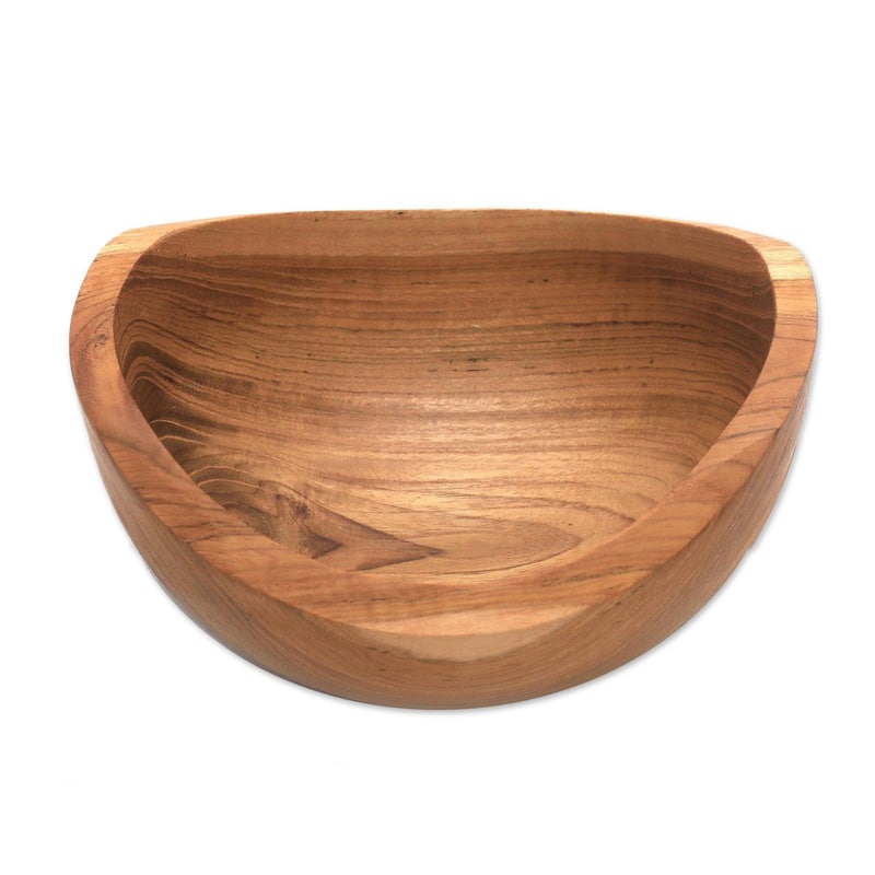 Novica Handmade Brown Shell Teak Wood Snack Bowl
