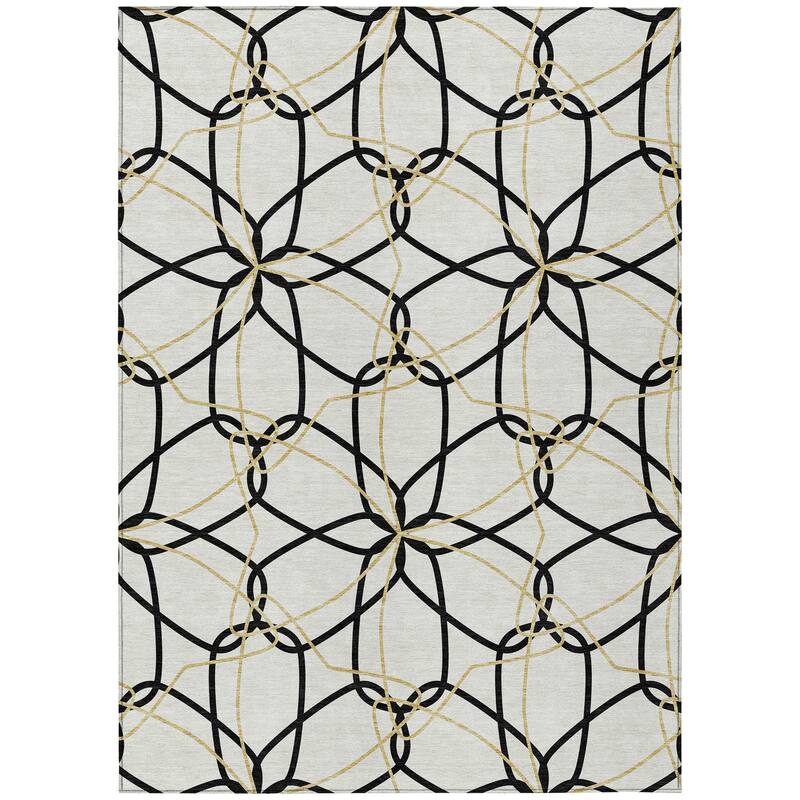 Machine Washable Indoor/ Outdoor Abstract Prism Chantille Rug