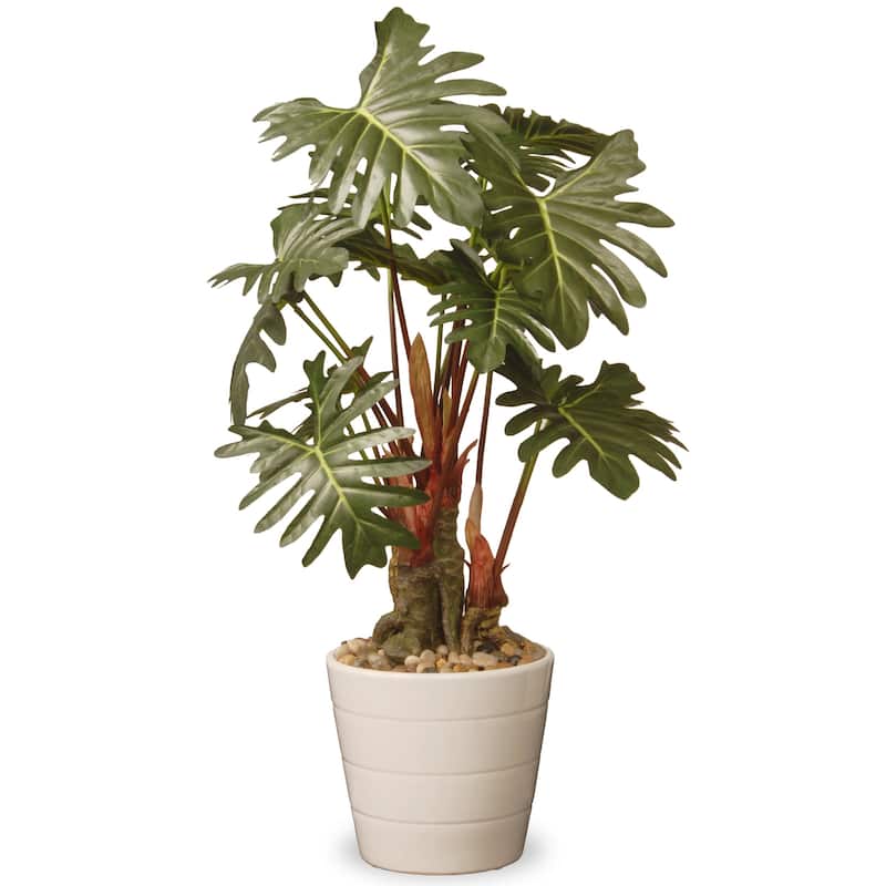 National Tree Company 21 in. Philodendron Plant in Green Ceramic Pot
