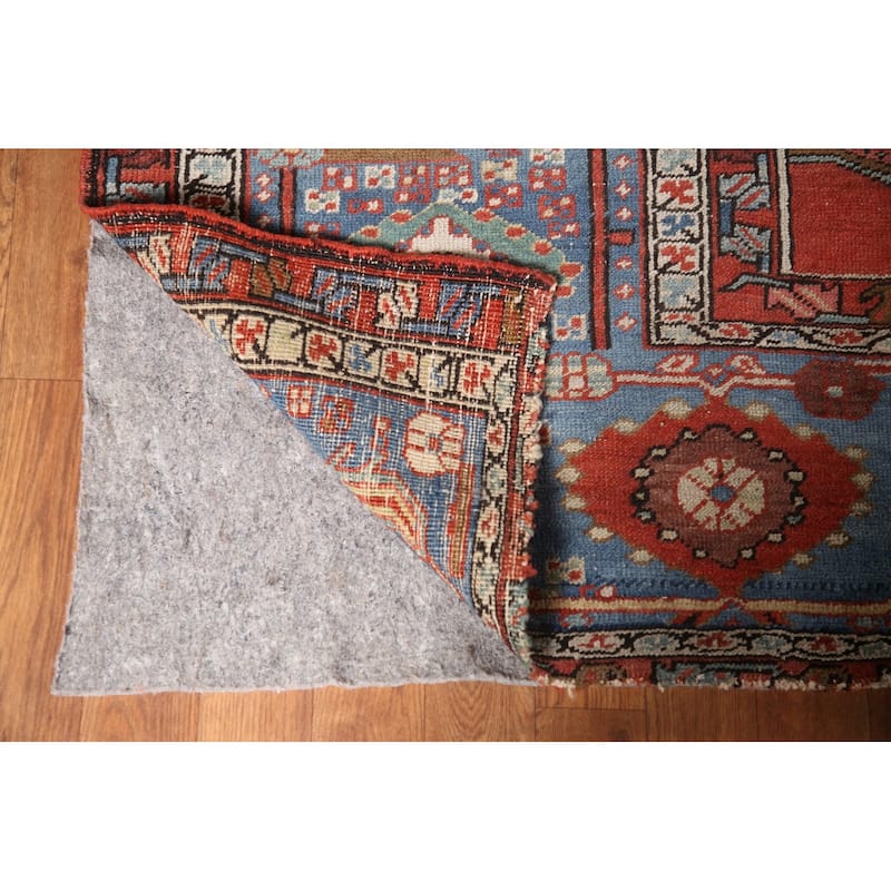 Pre-1900 Antique Heriz Serapi Persian Rug Handmade Wool Carpet - 11'0" x 12'10"