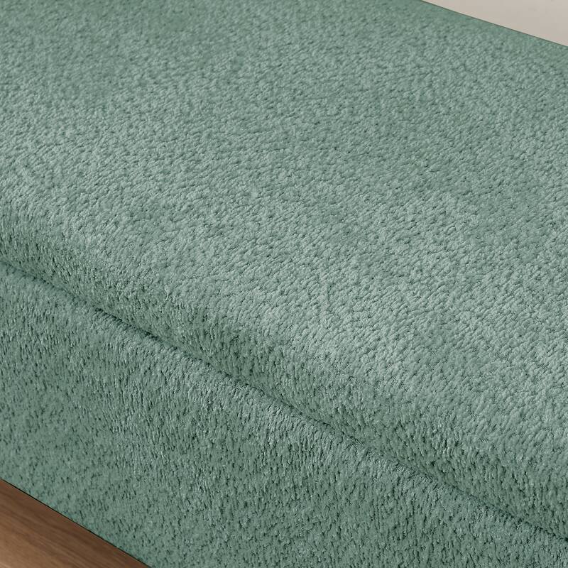 3D Lamb Fleece Fabric Storage Bench with Arc-shaped Sides