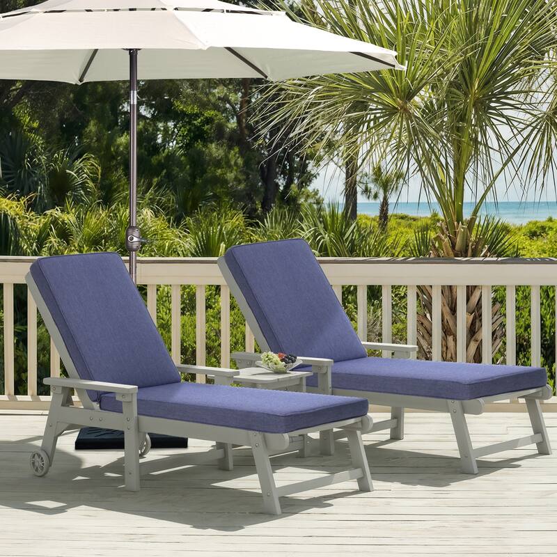 Aoodor Patio Chaise Lounger Cushions Set of 2, Olefin Fabric, Water-Resistant, 72x21x3 Inches(Only Cushions)