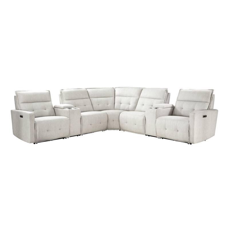 Autrey 7-Piece Fabric Modular Power Reclining Sectional - White