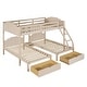 preview thumbnail 8 of 7, Beige Full Over Twin & Twin Triple Velvet Upholstered Bunk Bed with Drawers and Guardrails, Headboard