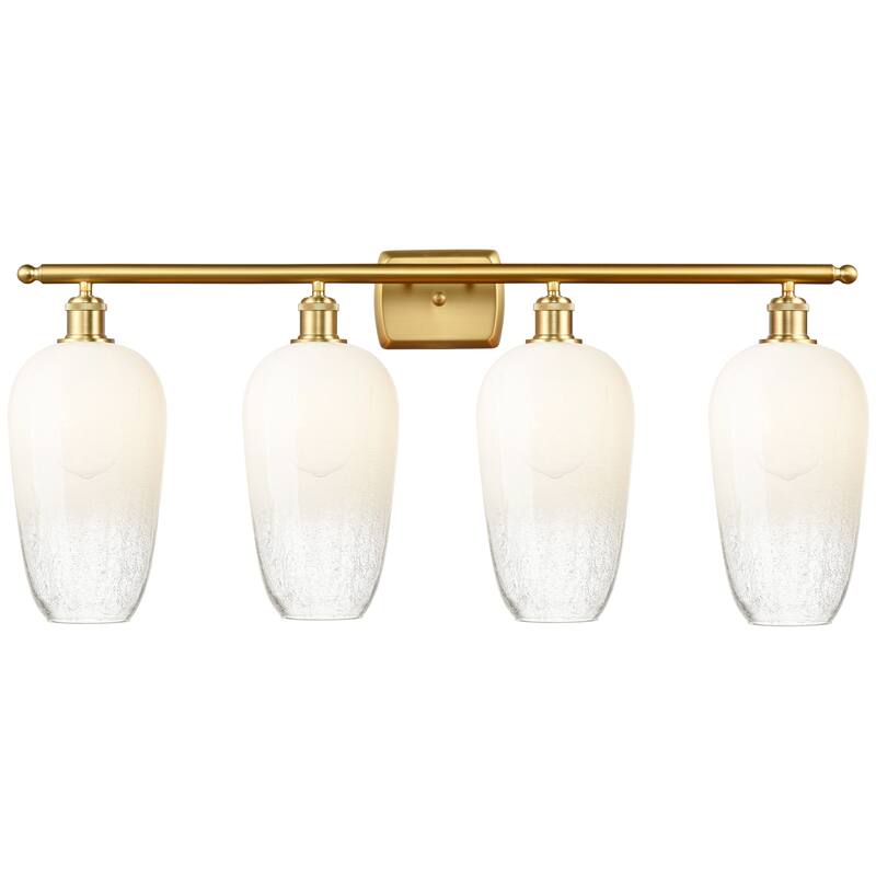 Innovations Lighting Endless Possibilities Ballston - Brookhaven Flute - 4 Light 37" Bath Vanity Light - Satin Gold/Opal