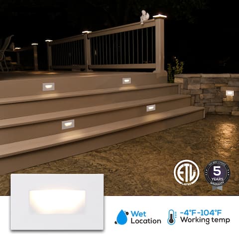 Indoor/Outdoor 3 Pack Stair Light, LED Step Light, White