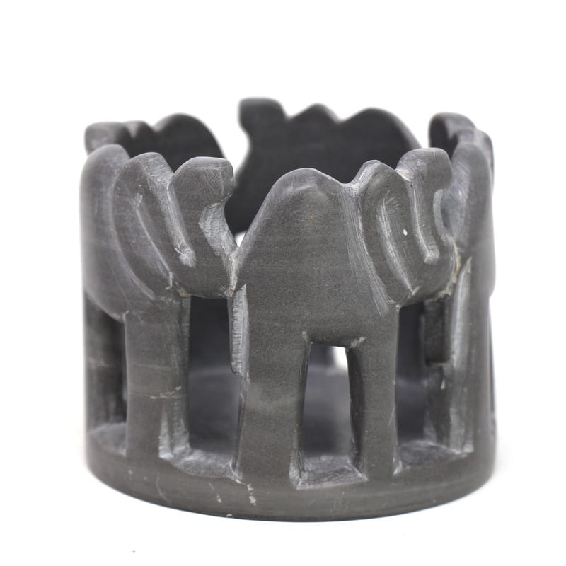 Handmade Soapstone Circle of Friends Sculpture (Kenya) - Dark Stone 