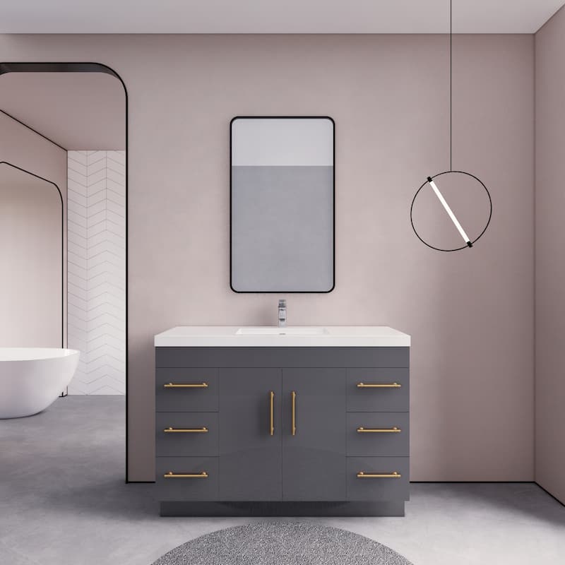 Eliza 48'' Freestanding Vanity with Single Sink - 48'' Width - High Gloss Grey