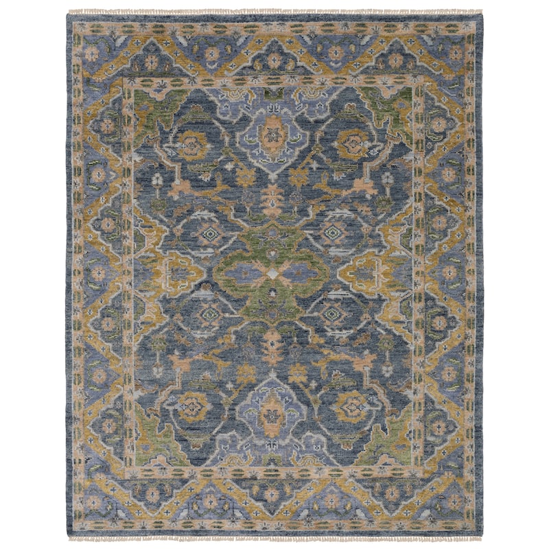 Maylin Traditional Oriental Blue/ Green Area Rug - 9' x 12' - Rectangle