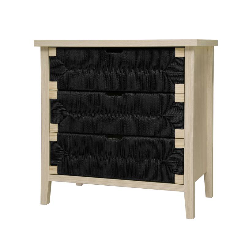 GDFStudio - Modern Woven Rope Drawer Buffet Sideboard with Adjustable Shelves