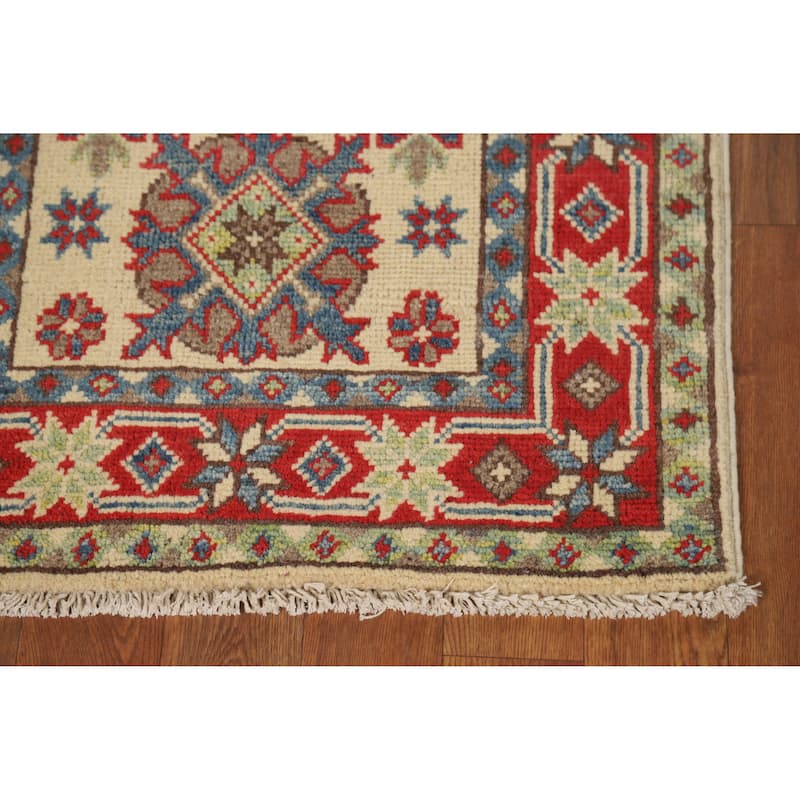 Traditional Kazak Rug Handmade Oriental Beige Wool Carpet - 2'0"x 3'0"