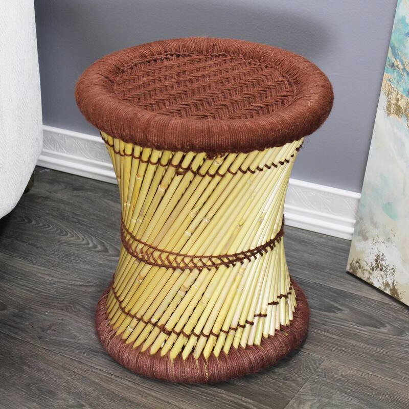 Natural Geo Moray Decorative Handwoven Jute Accent Stool