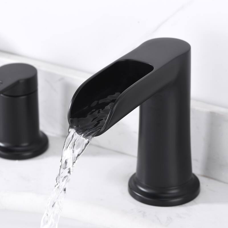 Luxier WSP16-T Waterfall Widespread Bathroom Faucet with Pop-Up Drain