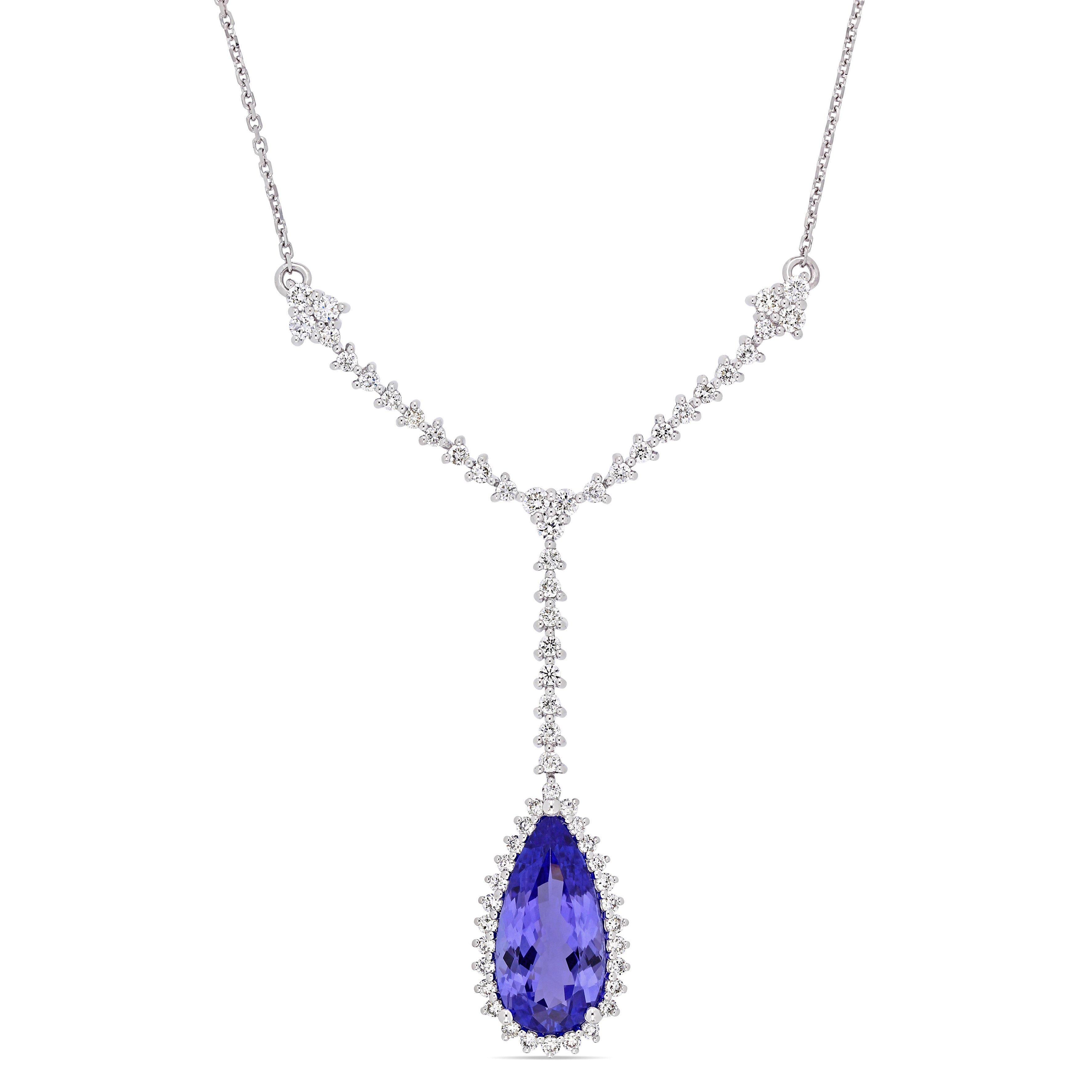 Miadora 3ct TGW Tanzanite and 3/4ct TDW Diamond Lariat Necklace in 14k White Gold