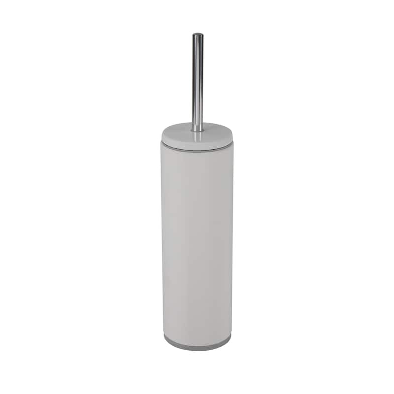 Bath Bliss Modern Aluminum Deluxe Stainless Steel Toilet Brush with Removable Liner in Black - 3.4 x 15 in. - White