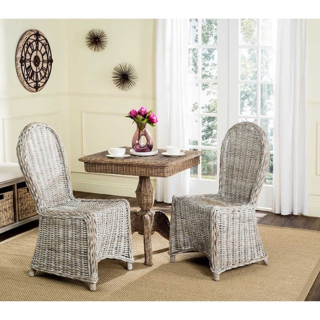 SAFAVIEH Manolica White Washed Dining Chair (Set of 2) - 19.5" x 26" x 40.5" - 20Wx26Dx41H